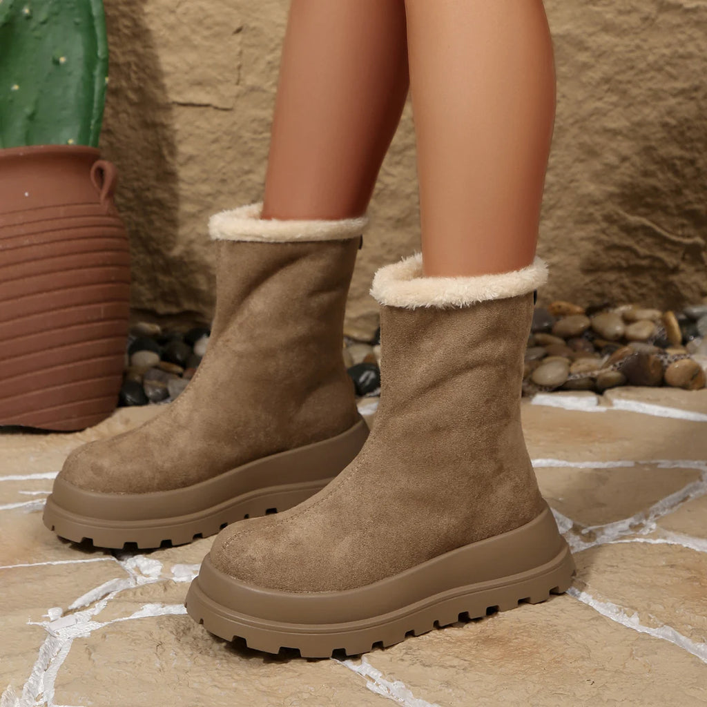 2025 New Women Ankle Boots Korean Style Warm Cotton Shoes for Women Thickened Fluff Outdoor Shoes Thick Bottom Snow Boots Women Zpaxo