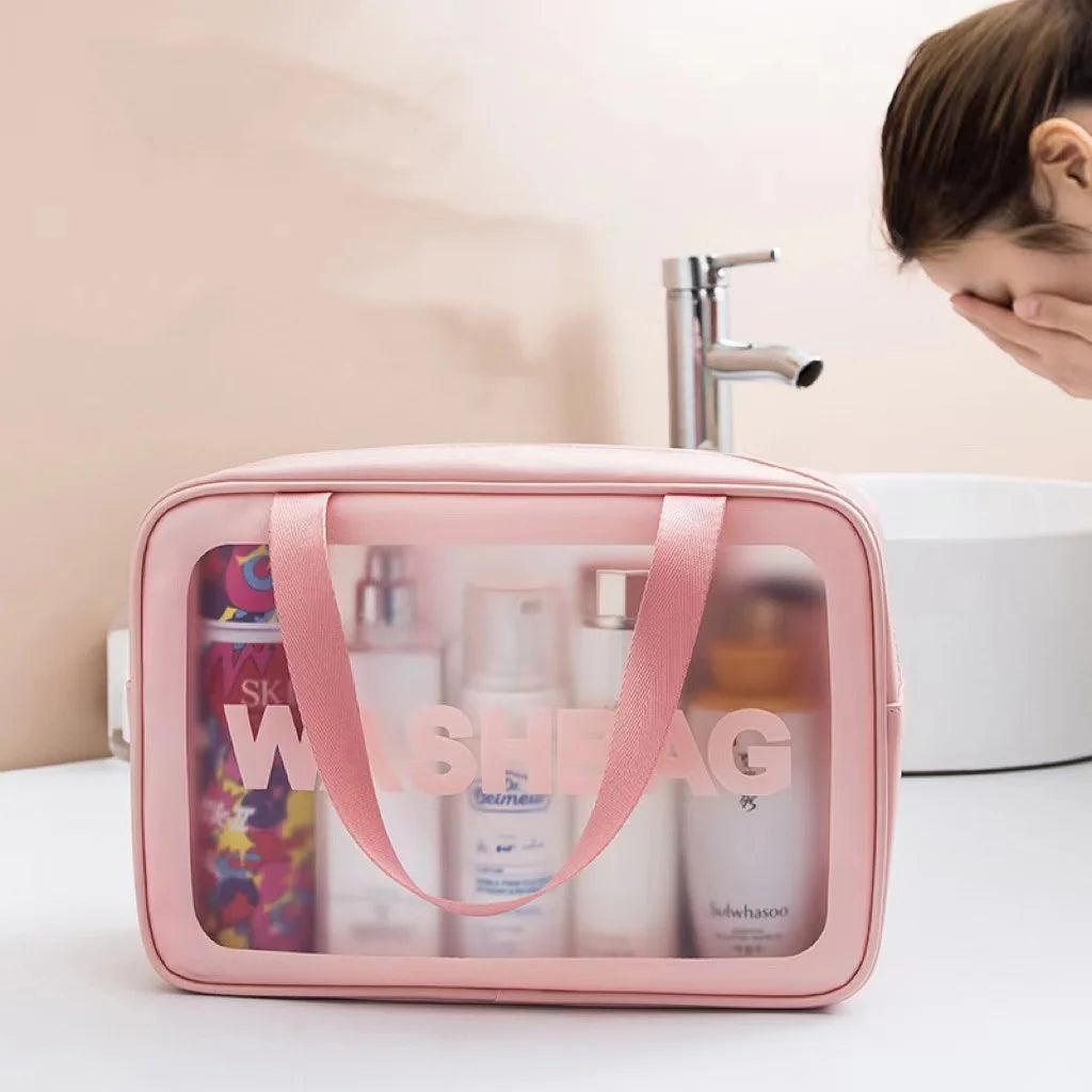 Pu Frosted Clear Makeup Box Waterproof Travel Toiletry Bag Large Capacity Portable Bath Storage Bag Children's Lunch Bag Zpaxo