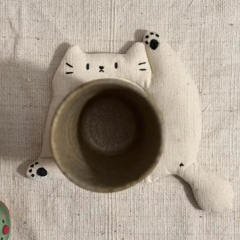 Cute Cat Fabric Coaster – Heat Insulating Table Mat