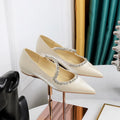 Flat shoes for women spring autumn 2025 new pointed toe women's shoe rhinestone metal inner height increasing slope ladies shoes Zpaxo Champagne 38