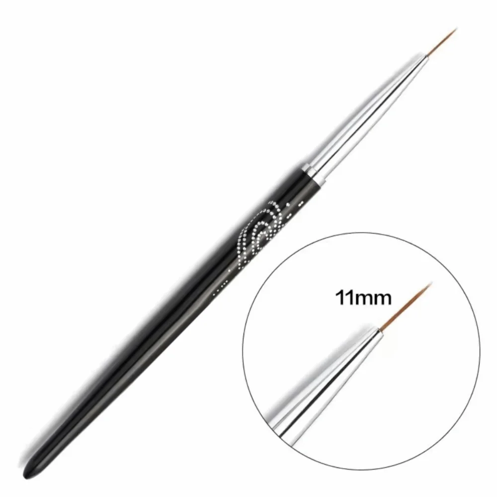 Metal Handle Nail Eyeliner Brushes 7mm/9mm/11mm Thin Design UV Gel Painting Brush Black Color Nail Art Design Brush Zpaxo Style 3