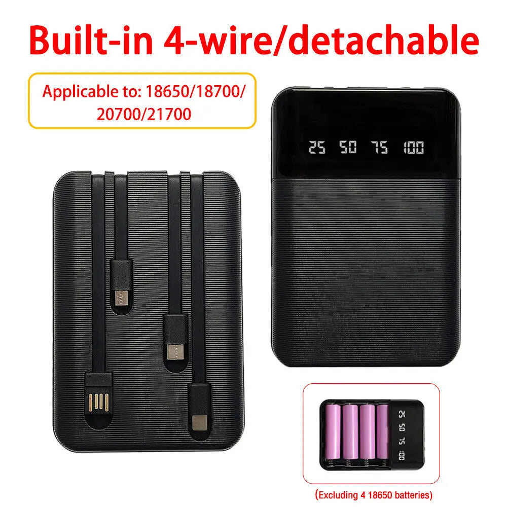 5V 4 Slots 21700 18650 Battery Box Case DIY Power Bank Charger Shell