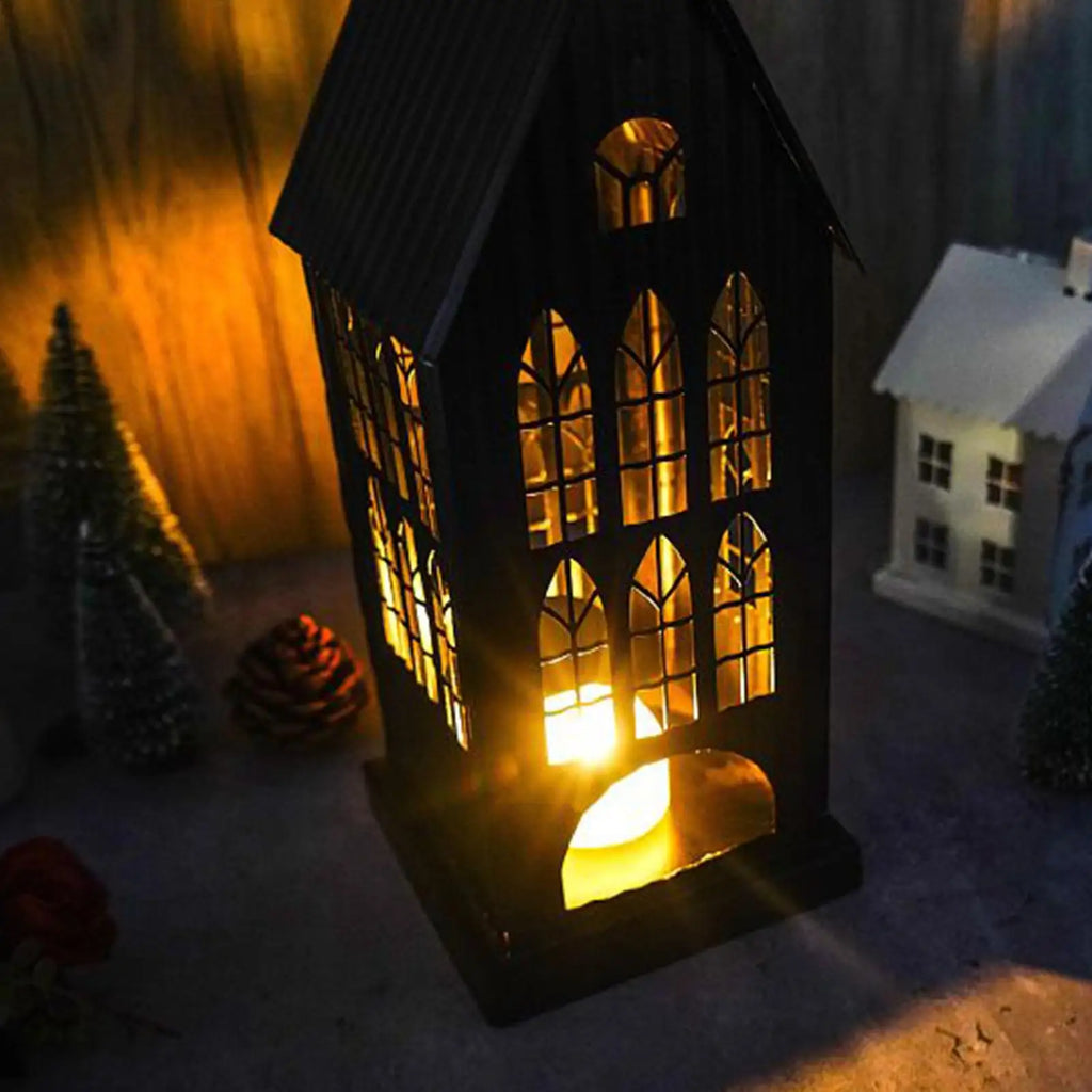 Christmas Candle Holder Metal Hollow Holiday Decor LED Homeowners
