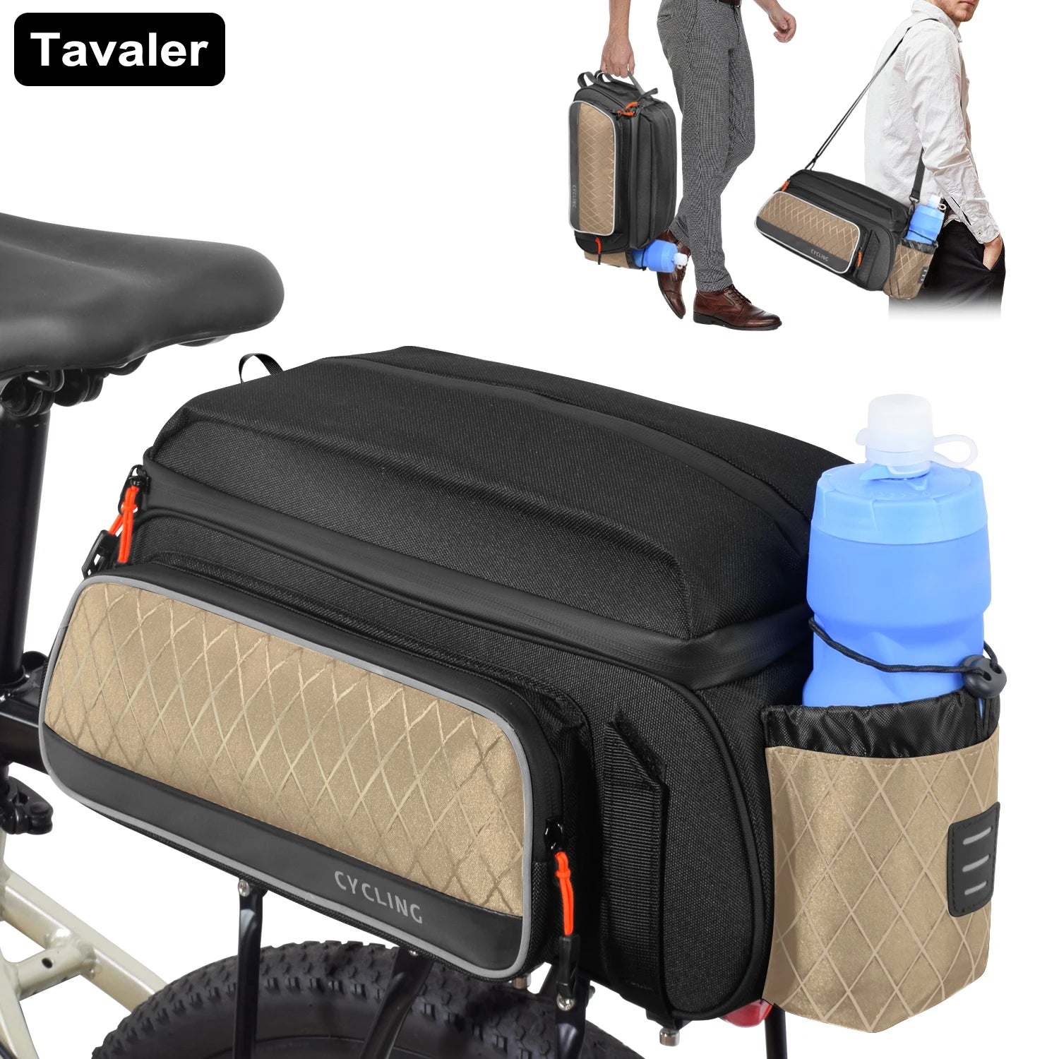 Cycling Rear Seat Bag Multifunction Large Capacity Multi-Compartment Tail Bag Reflective Mountain Commuter Long-Distance MTB Zpaxo 04F off-white