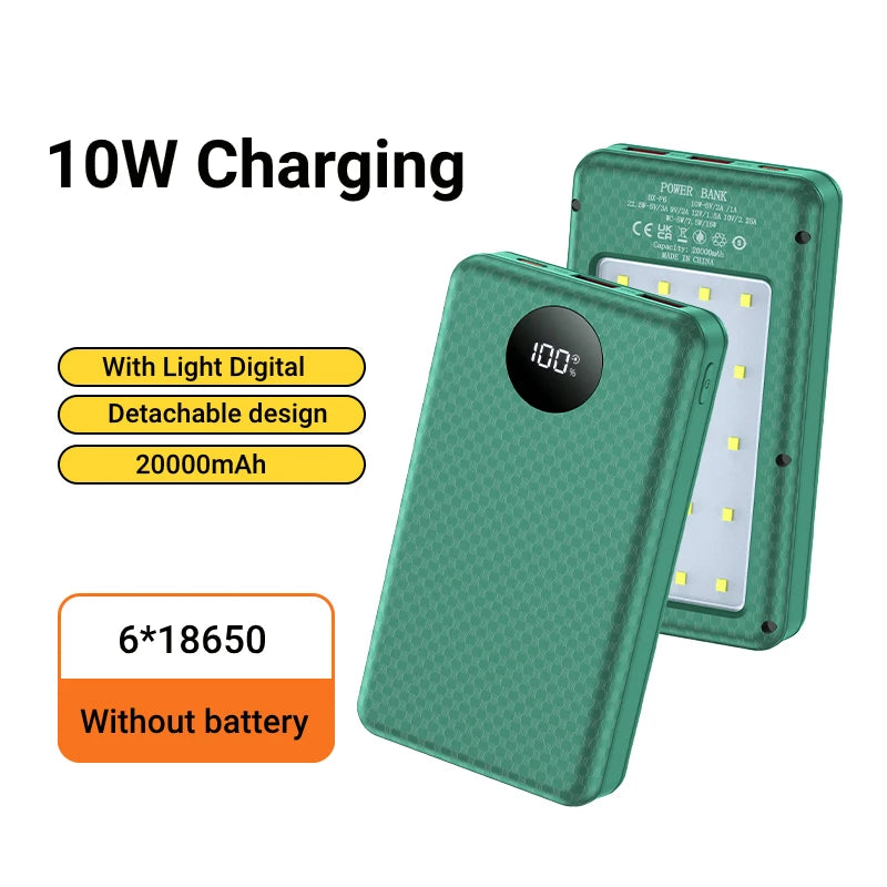 22 5W Fast Charging 10W Wireless DIY 18650 Battery Storage Box LED