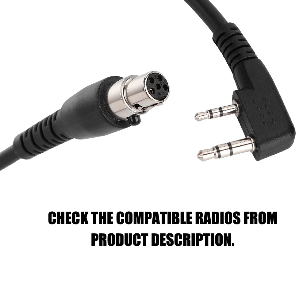 2-Pin 5-Pin Coil Cord Cable HYT Relm Two Way Radios Headsets Audio