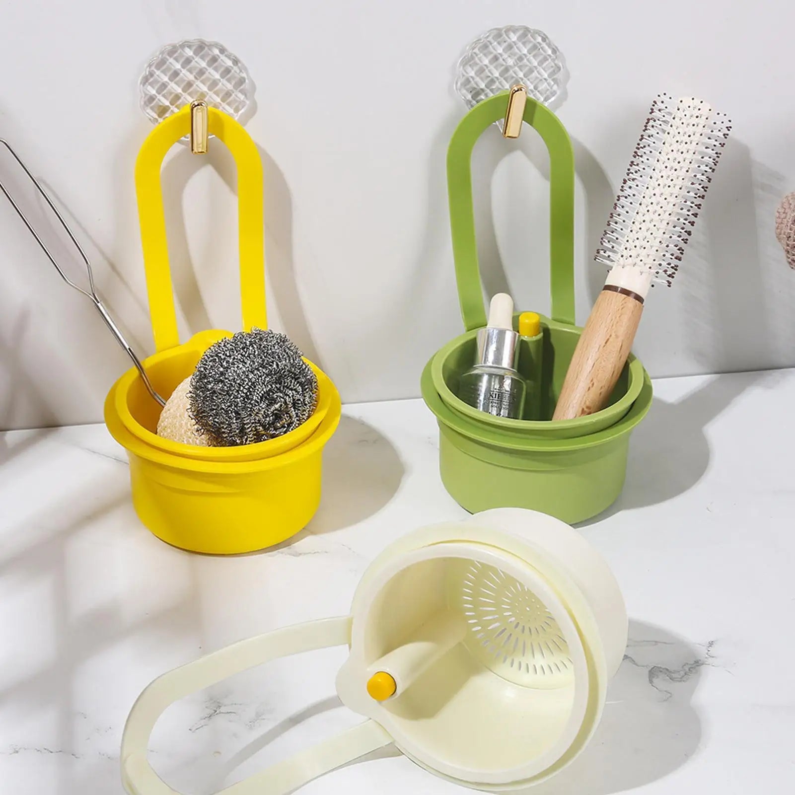 Sink Strainer Basket Press Automatic Dumping Fruit Vegetable Leftover