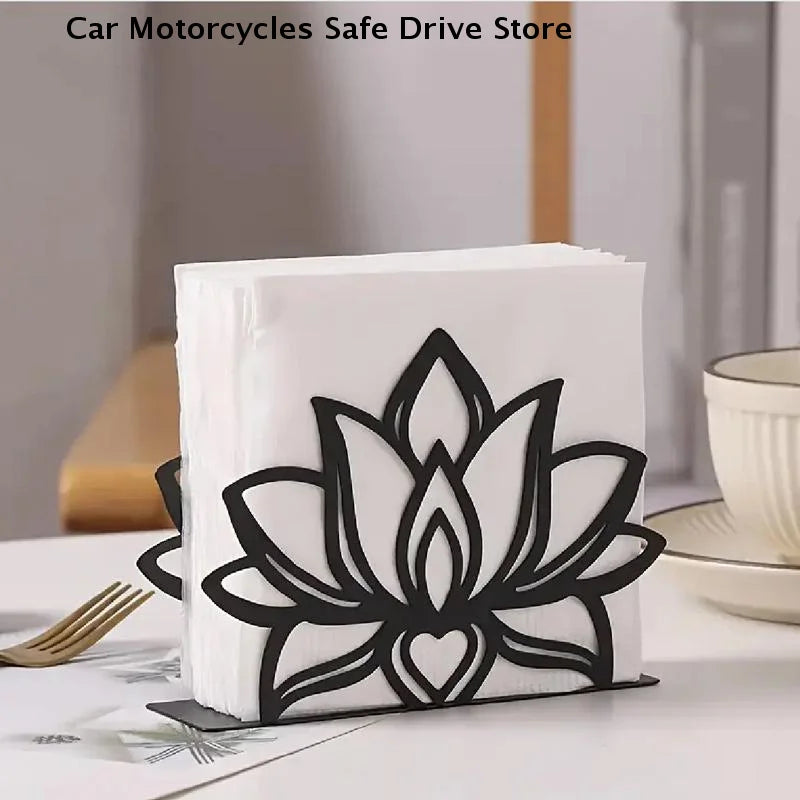Elegant Metal Lotus Flower Napkin Holder Stylish Kitchen Dining