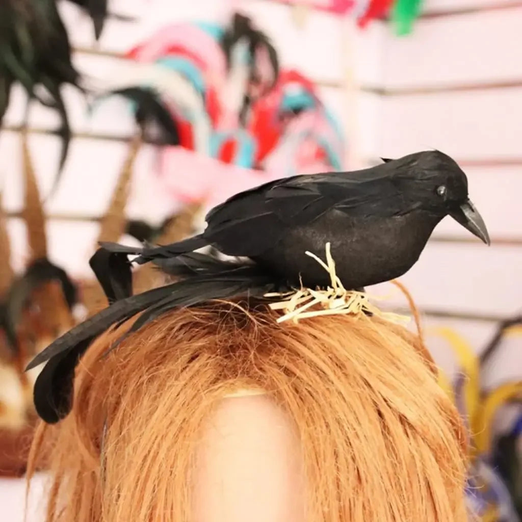 Halloween Exaggerated Forest Crow Headband Creative Feather Black
