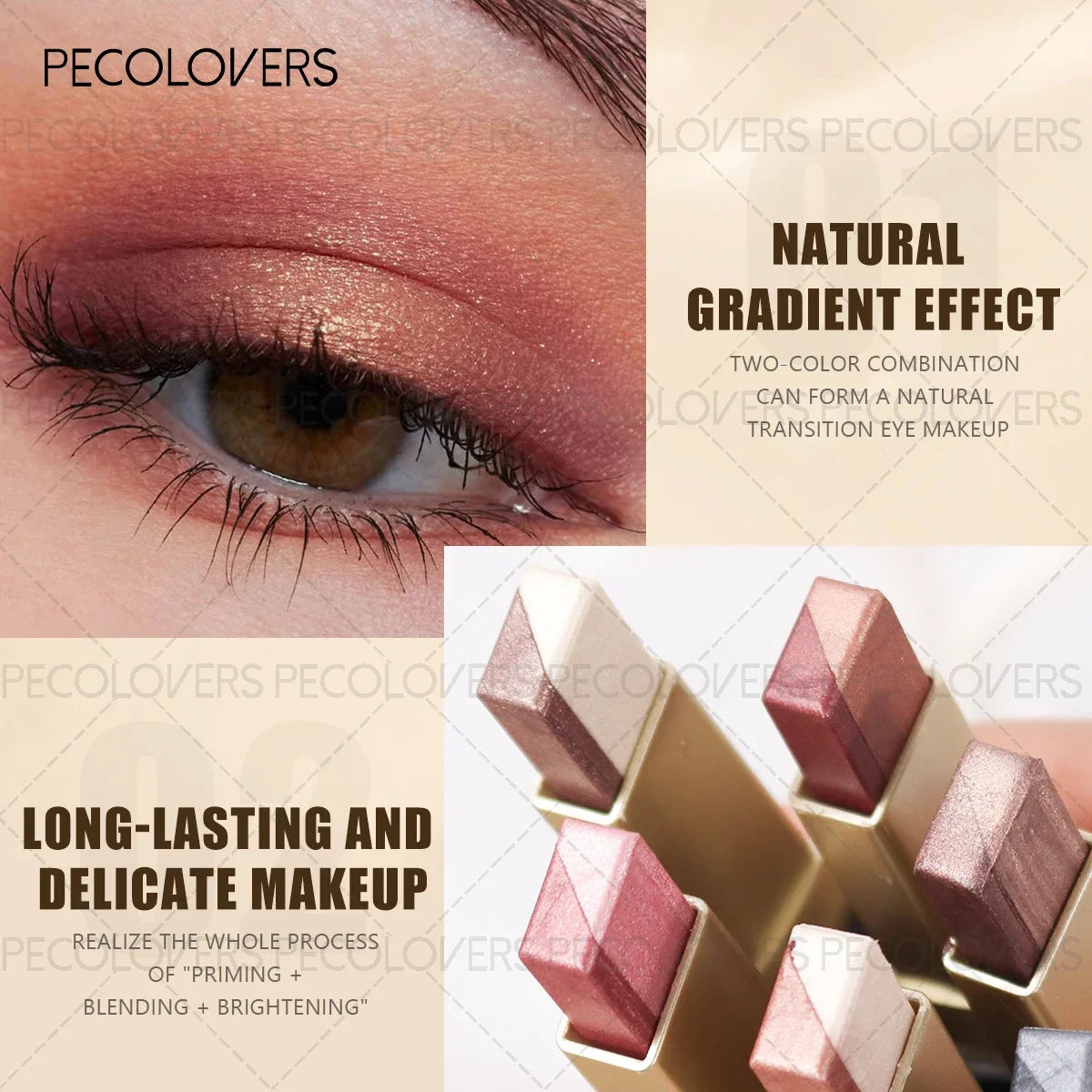 Metallic Shimmer Duo Eyeshadow Stick Pearlescent Matte Multiple Zpaxo