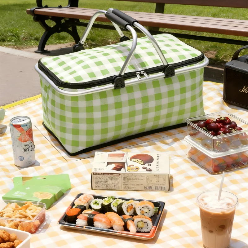 Insulated Picnic Basket Foldable Camping Lunch Box Bag Portable Zpaxo