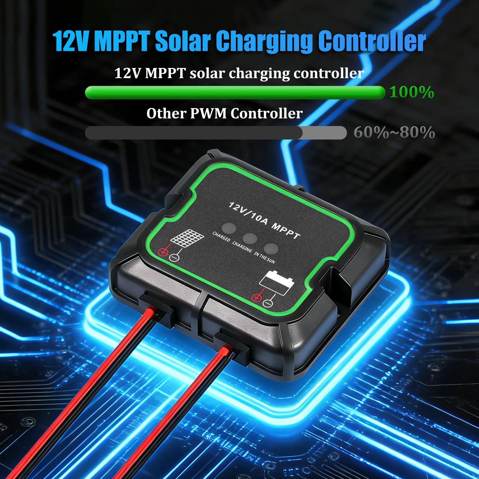 MPPT Solar Charge Controller 12V Efficiency Regulator LiFePO4 AGM