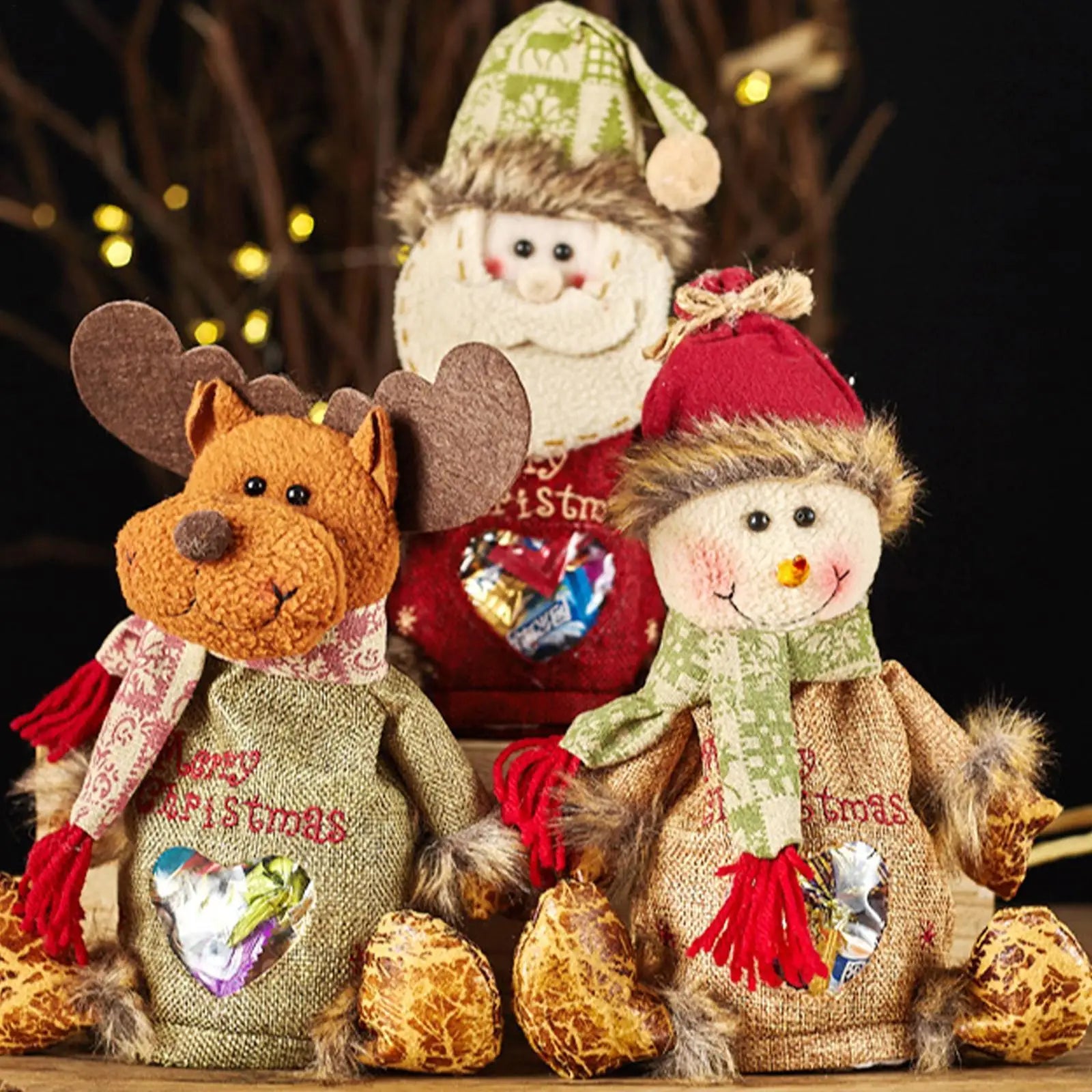 Christmas Doll Fabric Bags Reusable Supports Storage Bag Candy Party
