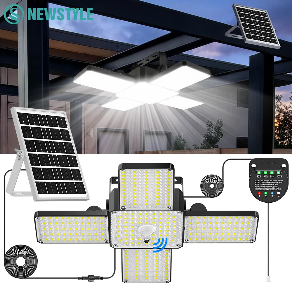 Solar Shed Light Motion Sensor 268LED Solar Pendant Light Indoor/Outdoor Battery Indicator IP65 Solar Powered Light Garage Barn Zpaxo