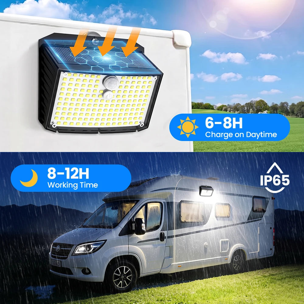 Magnetic 158LED Solar Lights Outdoor Waterproof 3 Lighting Modes Motion Sensor Flood Wall Light Solar Powered Garden Lights Zpaxo