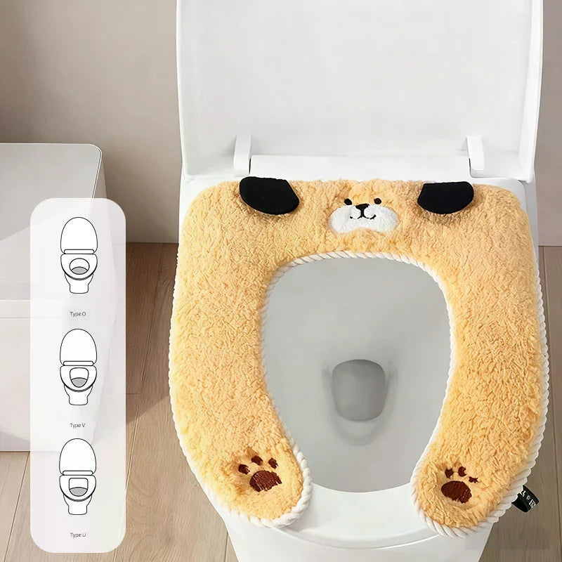 Thickened Plush Toilet Seat Cover – Warm Cushion for Bathroom Toilet Seat Cover Zpaxo