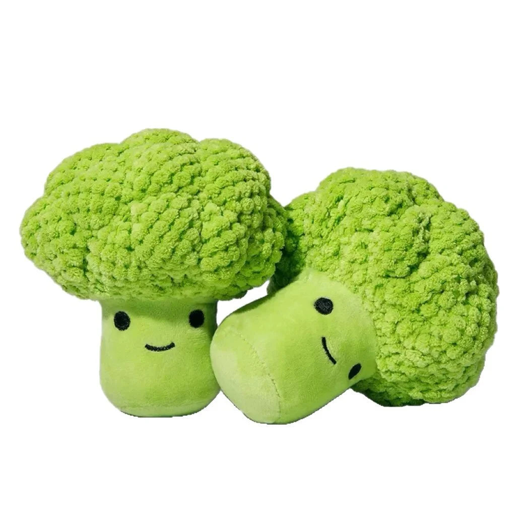 Broccoli Squeaky Plush Dog Toy – Chew, Clean & Play