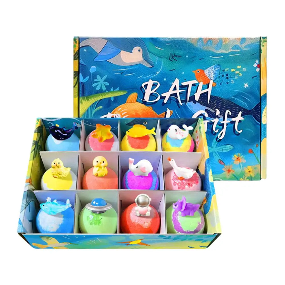 12-Piece Bath Bomb Set with Surprise Toys | Natural Bubbles & Scent Bath Bomb Gift Set Zpaxo D