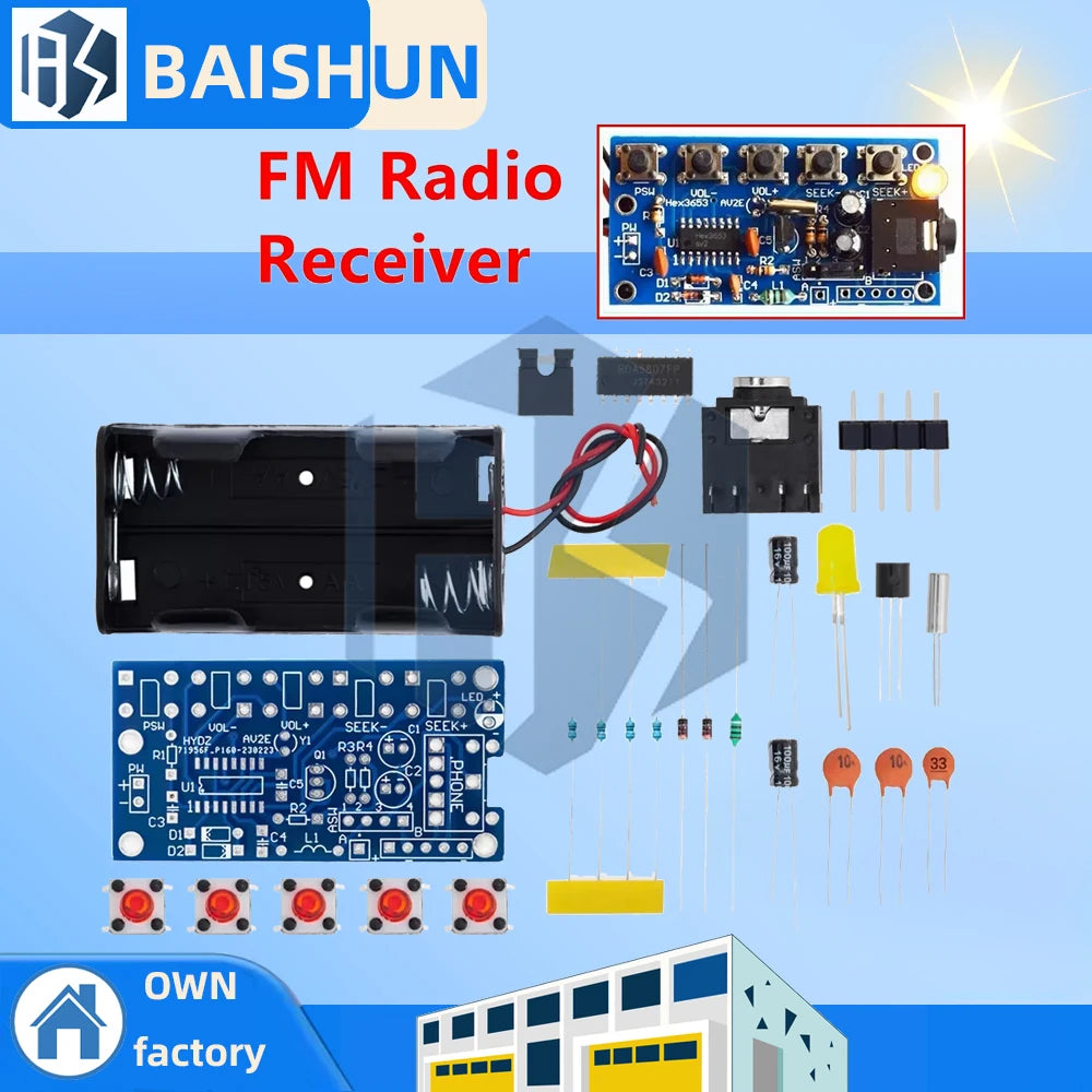 RDA5807 Stereo FM Radio Receiver Module 76-108MHz DC 1 8V-3 6V DIY PCB Zpaxo
