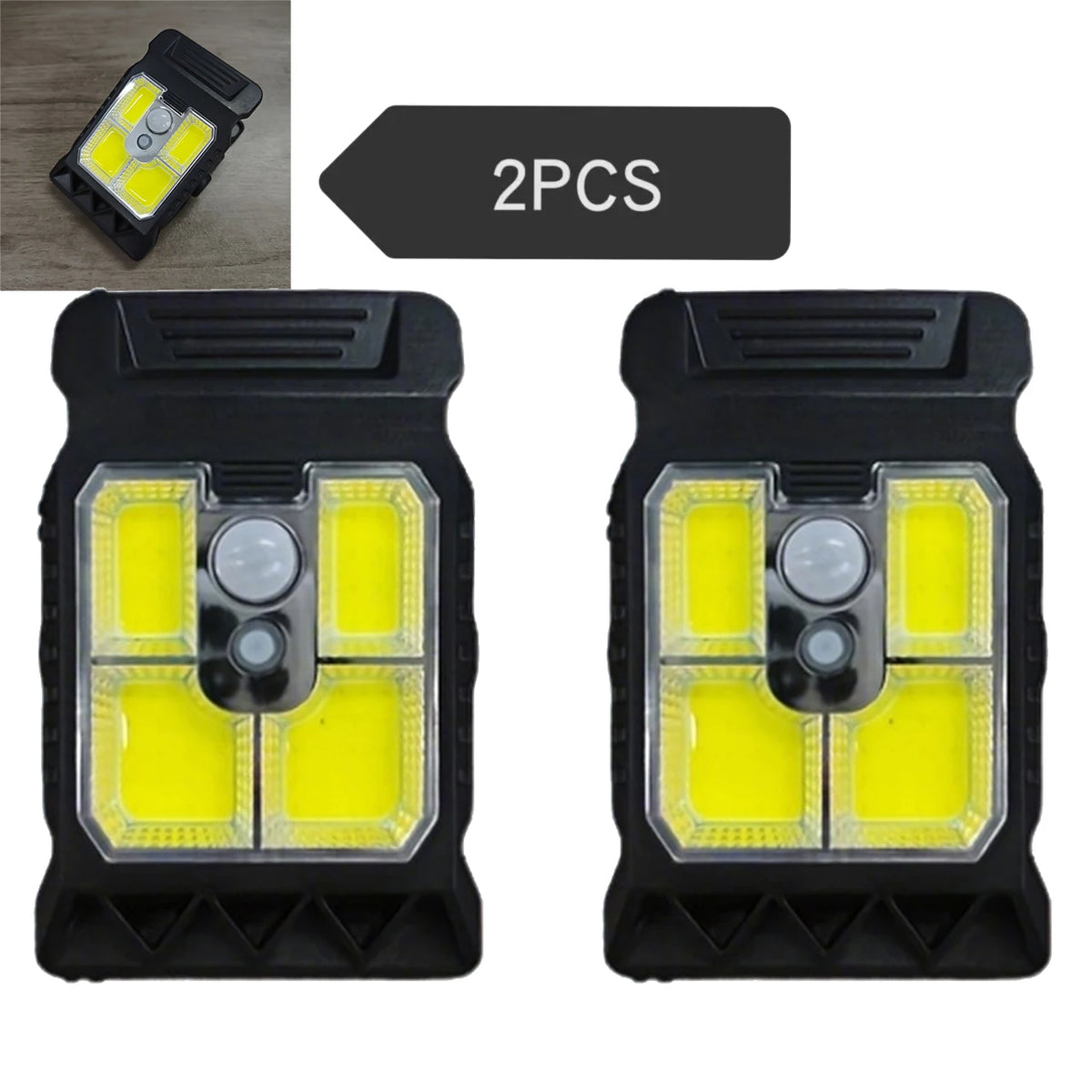 Outdoor LED Solar Clip Light Portable Waterproof Body Sensor Lamp Zpaxo 4 COB White 2pcs