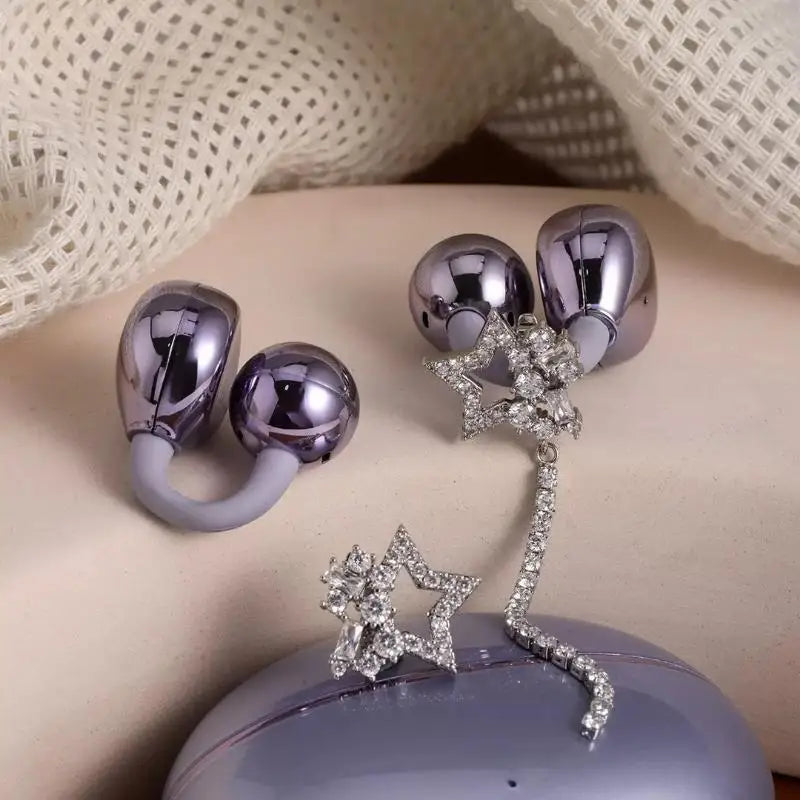 Rhinestone Star Earphone Clips – Bling Earbud Jewelry 1 Pair