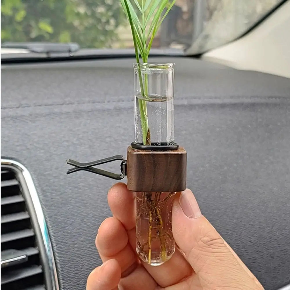 Secure Mini Car Flower Vase Clip Creative Elegant Vent Walnut Glass Zpaxo