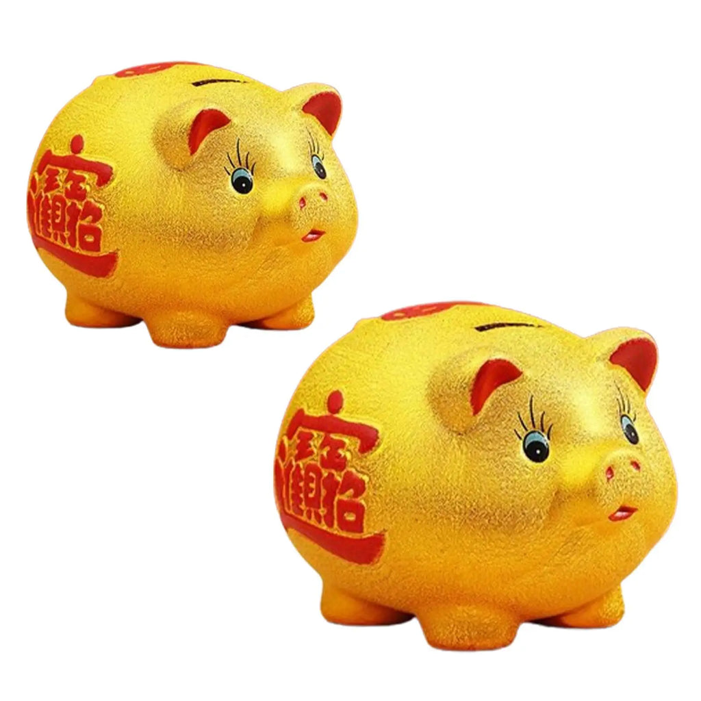 Ceramic Golden Pig Figurine Piggy Bank Table Ornament Adorable Money Zpaxo