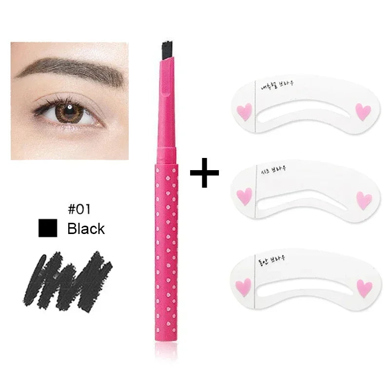Waterproof Eyebrow Pencil Eye Brow Card Stamp Lady Rotating 3 Shaping Zpaxo 01 With card