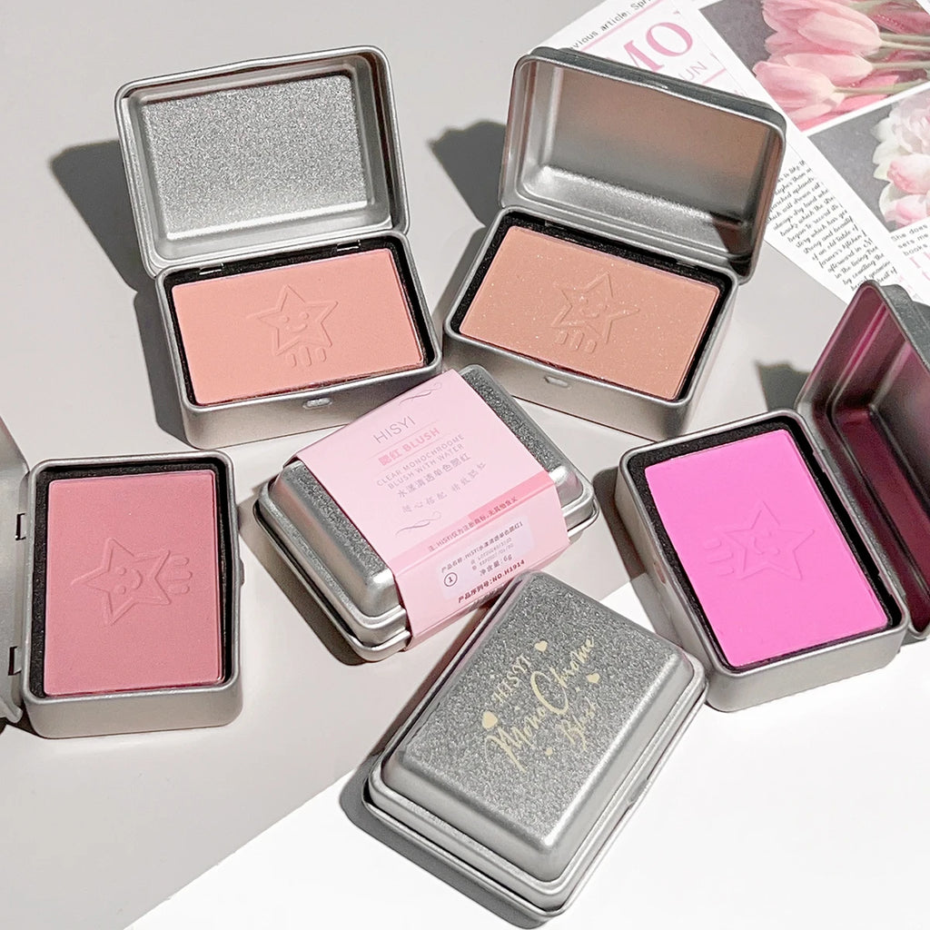 HISYI Aquatic clear monochrome blush, natural whitening, large capacity matte, easy-to-color monochrome rouge blush plate Zpaxo