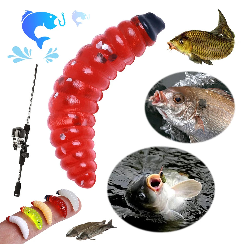 Artificial Bread Worm Baits Maggot Grub Soft Fishing Lure Smell Worms