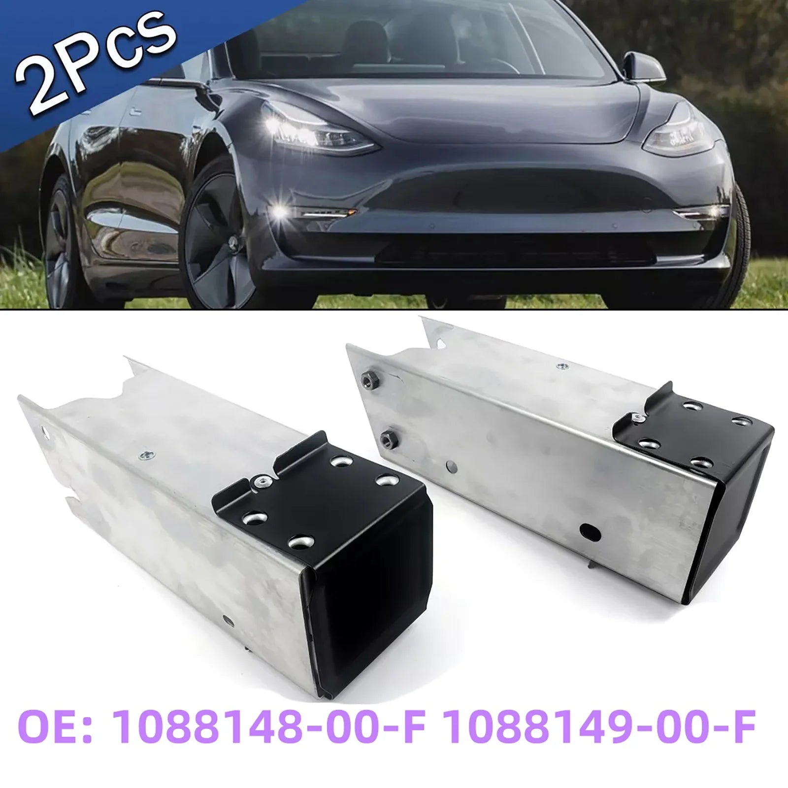 Car Fornt Left Right Bumper Bracket Rail Extension Crush Can Tesla