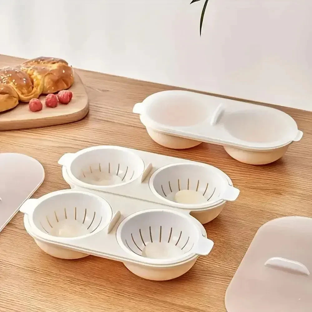 Microwave Egg Poacher Double-Cup BPA-Free Egg Boiler Mold Microwave Egg Poacher Zpaxo