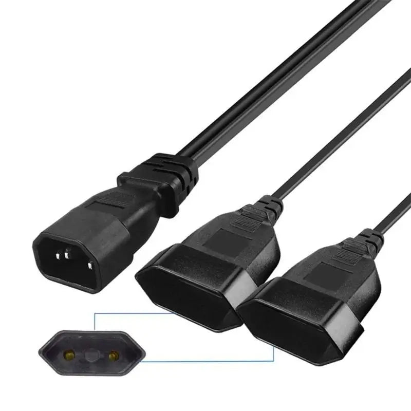 652F 3Pin C14 Double EU4 Connectors Adapter Cord Male Plug Female Zpaxo