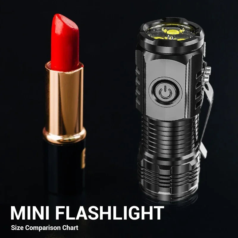Mini USB Rechargeable LED Flashlight – Pen Clip & Magnet
