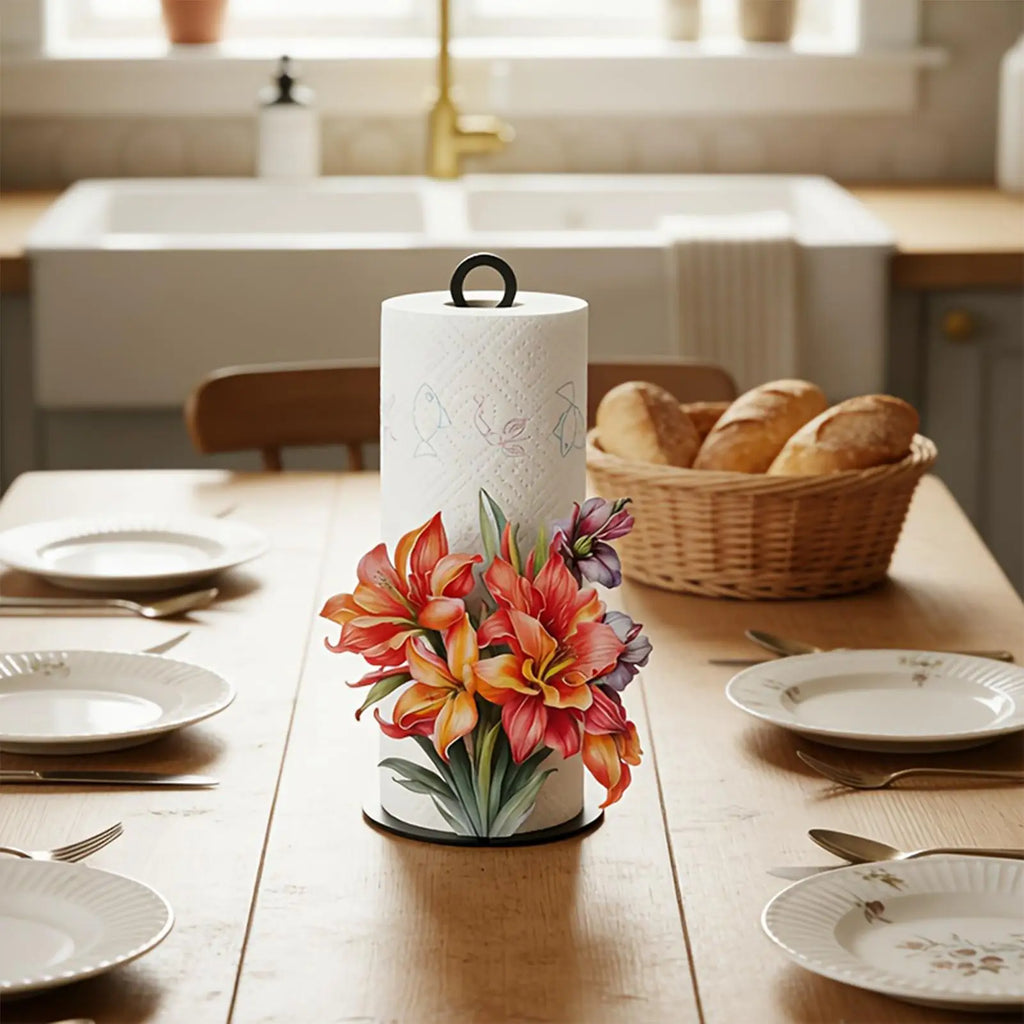 Paper Towel Holder Counter Tissue Roll Storage Rack Kitchen 2D Flower