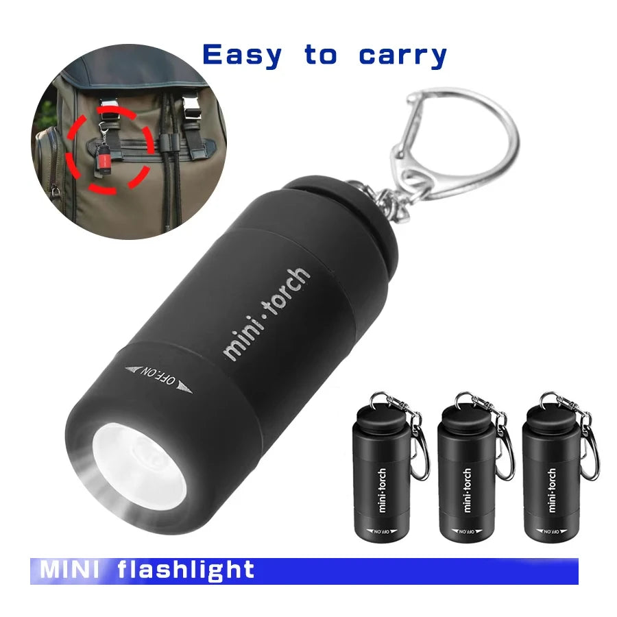 Mini USB Rechargeable Keychain Flashlight – 300LM Waterproof