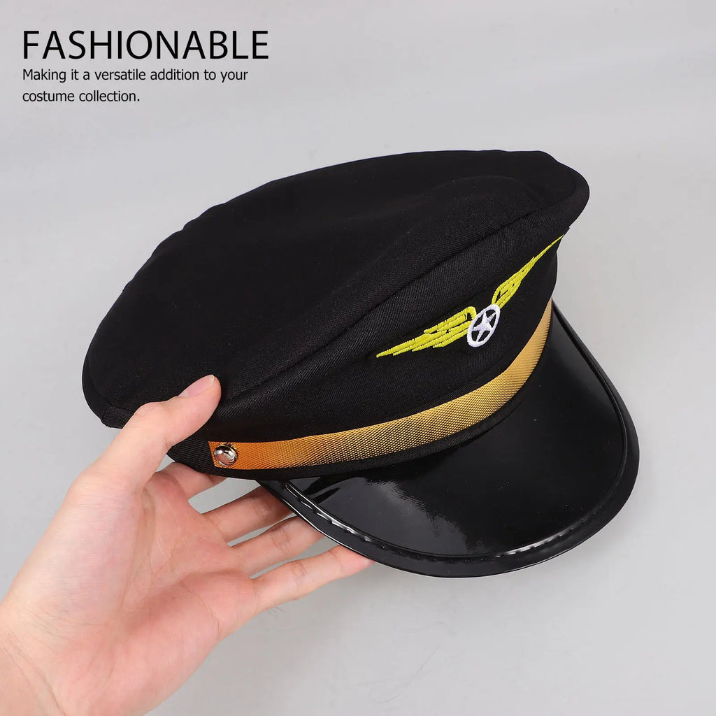 Adjustable Airline Pilot Hat Cap Adults Fashionable Halloween Cosplay
