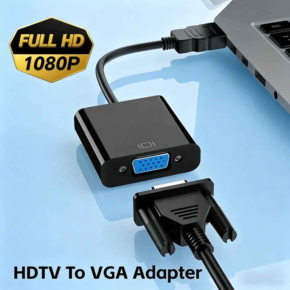 HDMI to VGA Adapter 1080P – Plug & Play Converter for Laptop & Monitor HDMI VGA Adapter Zpaxo