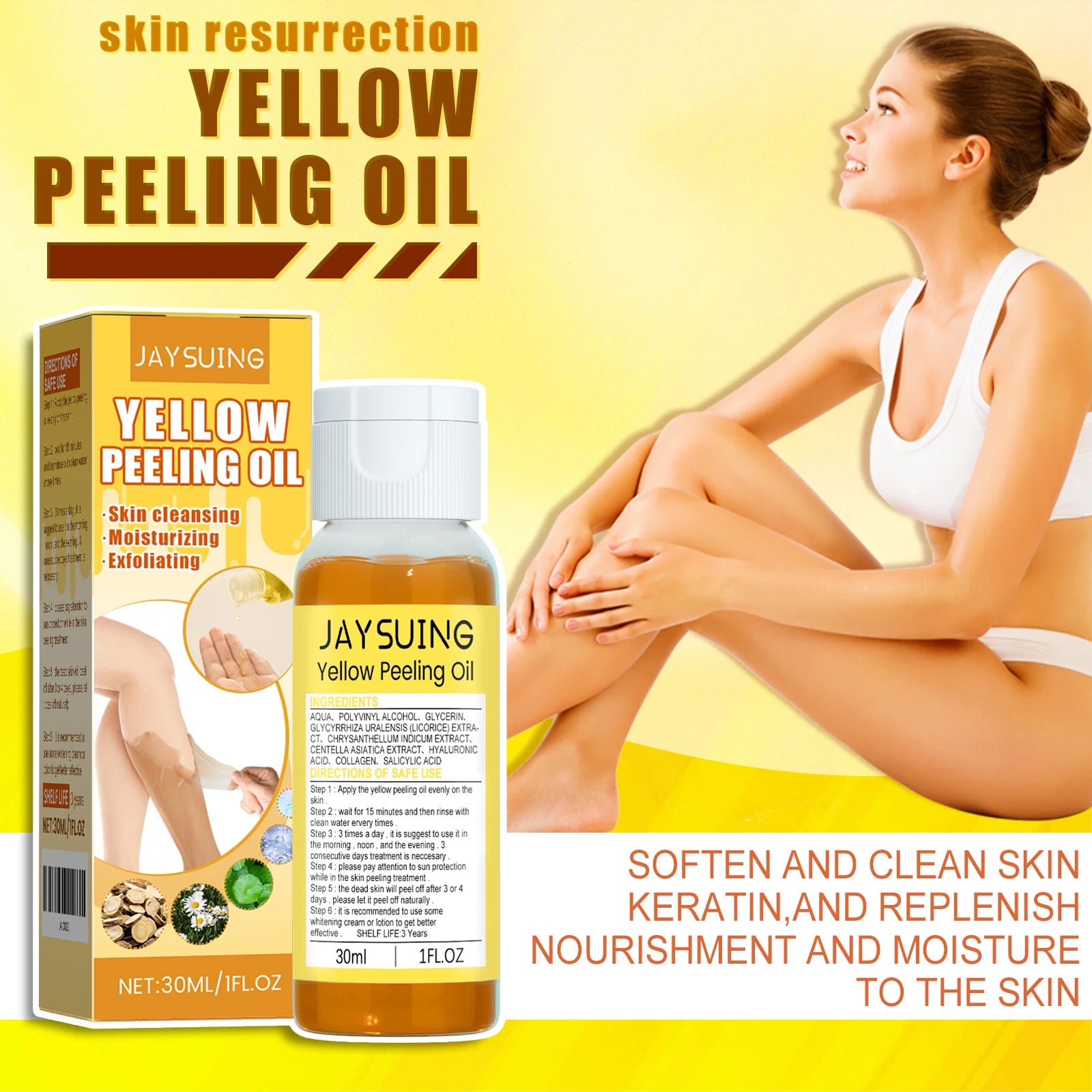 Jaysuing Whi-tening Peeling Oil Lightening Exfoliating Dark Spo-t Remove Melanin Moisturize Brightening Body Yellow Peeling Oil Zpaxo