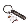 Don’t Duck with Me Duck Keychain Stainless Steel Couples Jewelry Ducking Love Keyring Keyholder Animal Duck Pendant Zpaxo Black