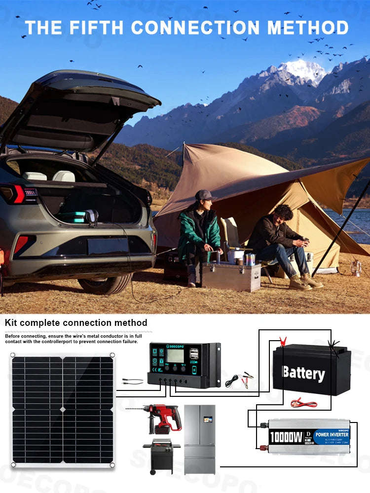 10000W Complete Solar Power 300W Panel 100A Controller Inverter 12V