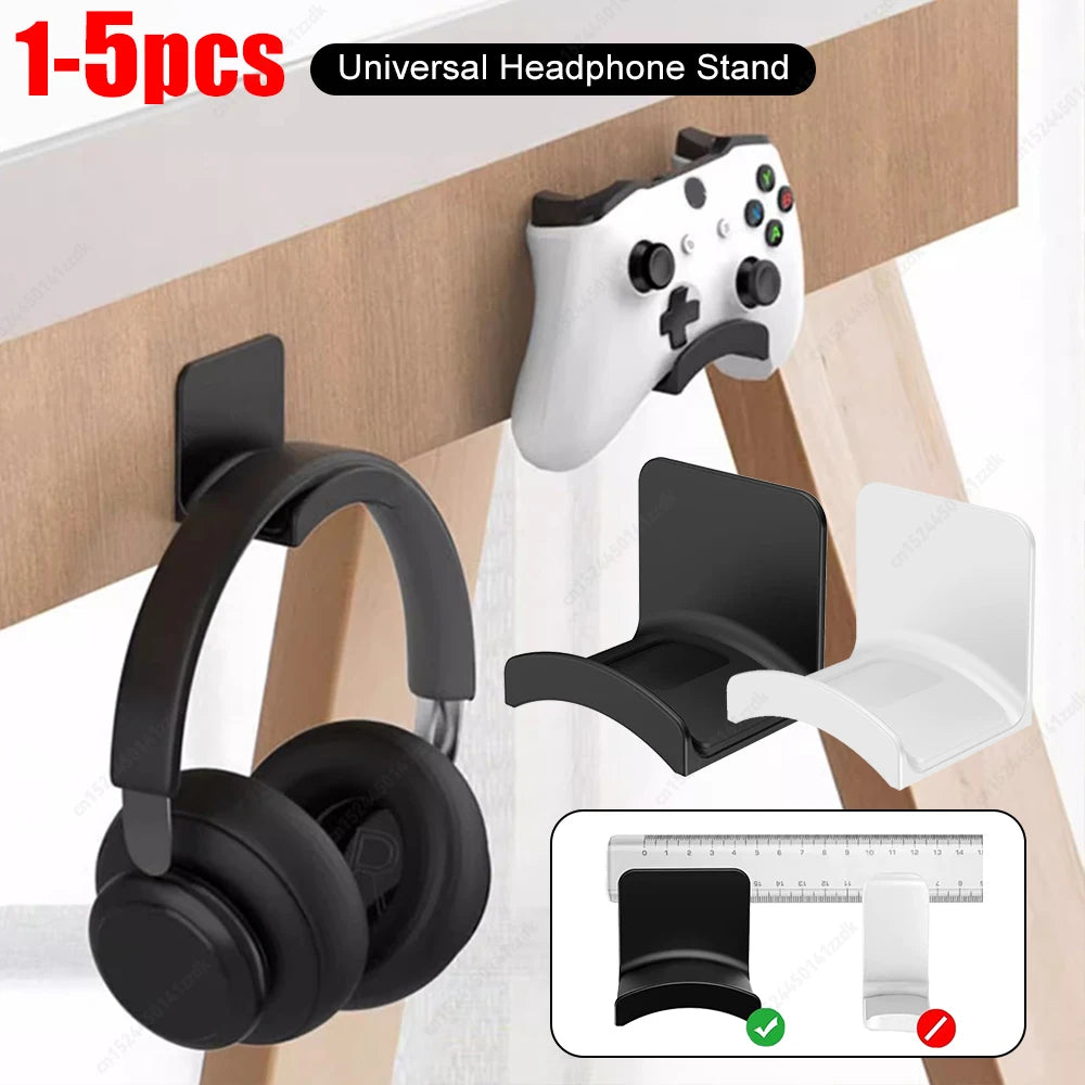 1- Universal Headphone Stand Adhensive Plastic Wall Mount Hanger Zpaxo
