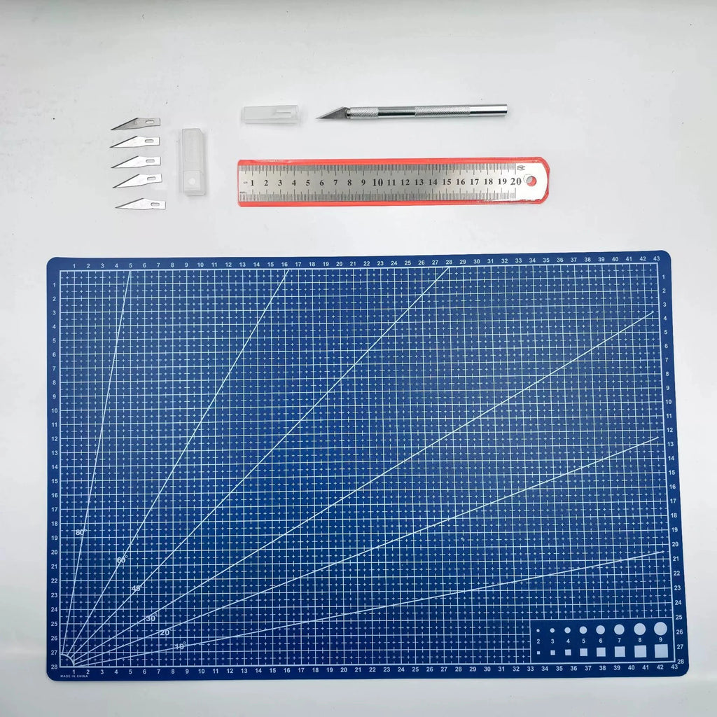 A3/A4/A5 Single-Sided Craft Cutting Mat Cutting Board Kit With Carving Knife Ruler For Artist Carving Tools Handmade Crafts DIY Zpaxo Blue A4 30x22cm