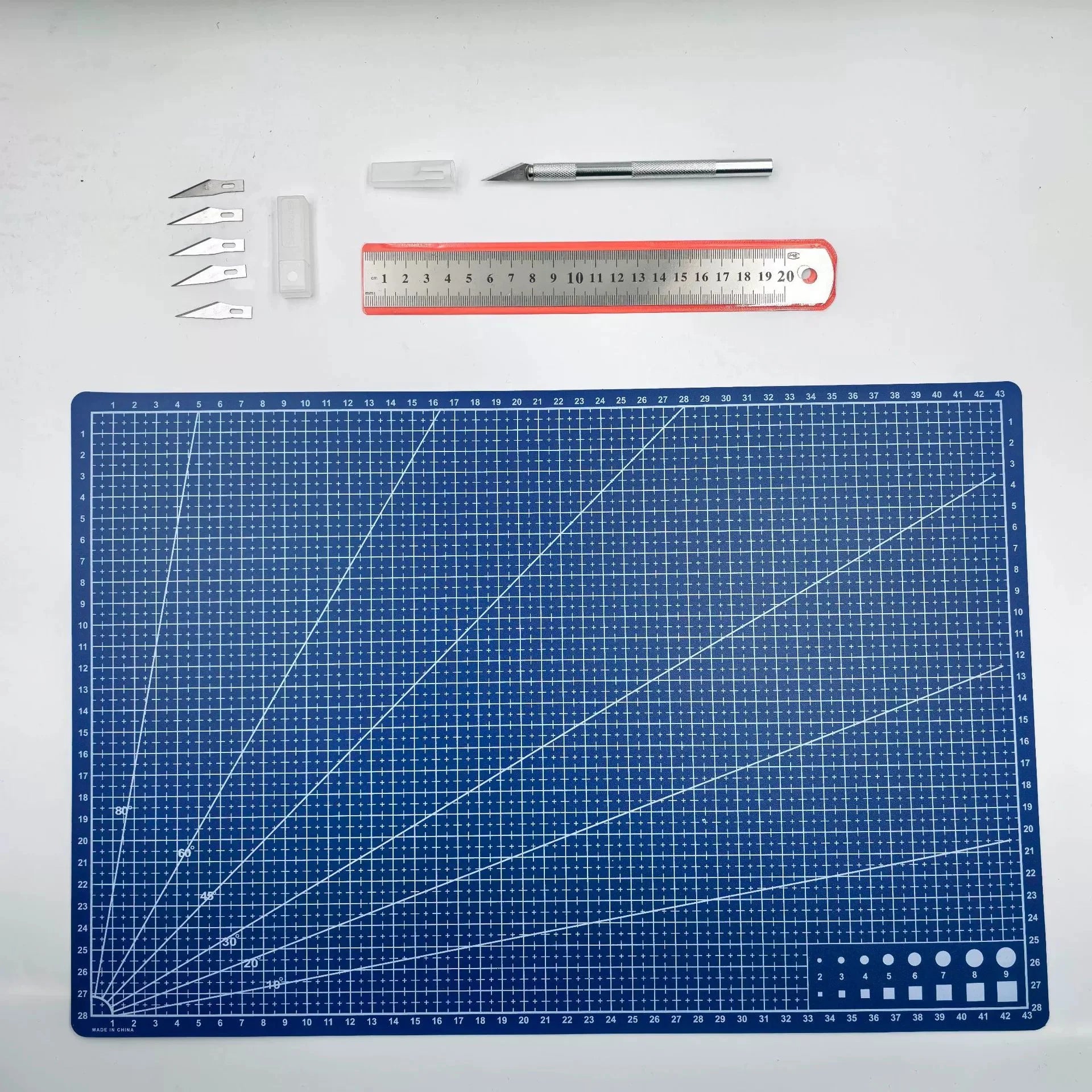 A3/A4/A5 Single-Sided Craft Cutting Mat Cutting Board Kit With Carving Knife Ruler For Artist Carving Tools Handmade Crafts DIY Zpaxo Blue A4 30x22cm