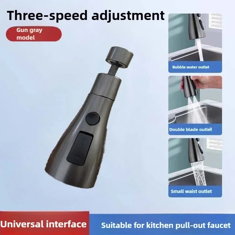 Universal 360° Rotation Kitchen Faucet Extender 3 In1 ABS Durable Water Saving Shower Spray Head Bathroom Basin Tap Replacement Zpaxo Grey