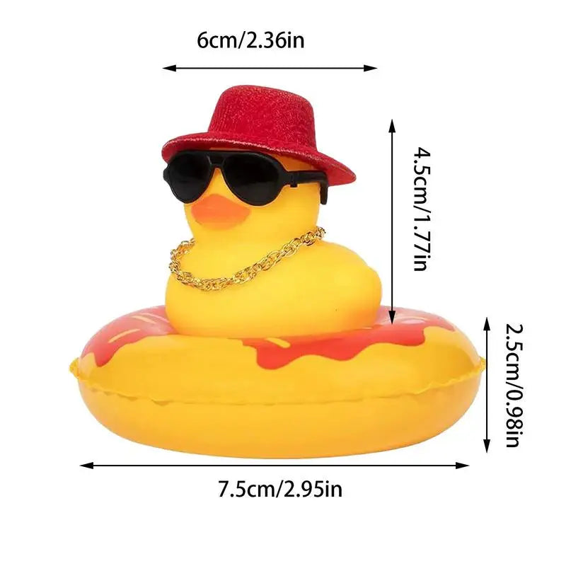 Cycling Accessories Bicycle Bell Duck Rubber Cute Duck Gold Chain Toy Cool Glasses Duck Motorcycle Riding Car Dashboard Decor Zpaxo