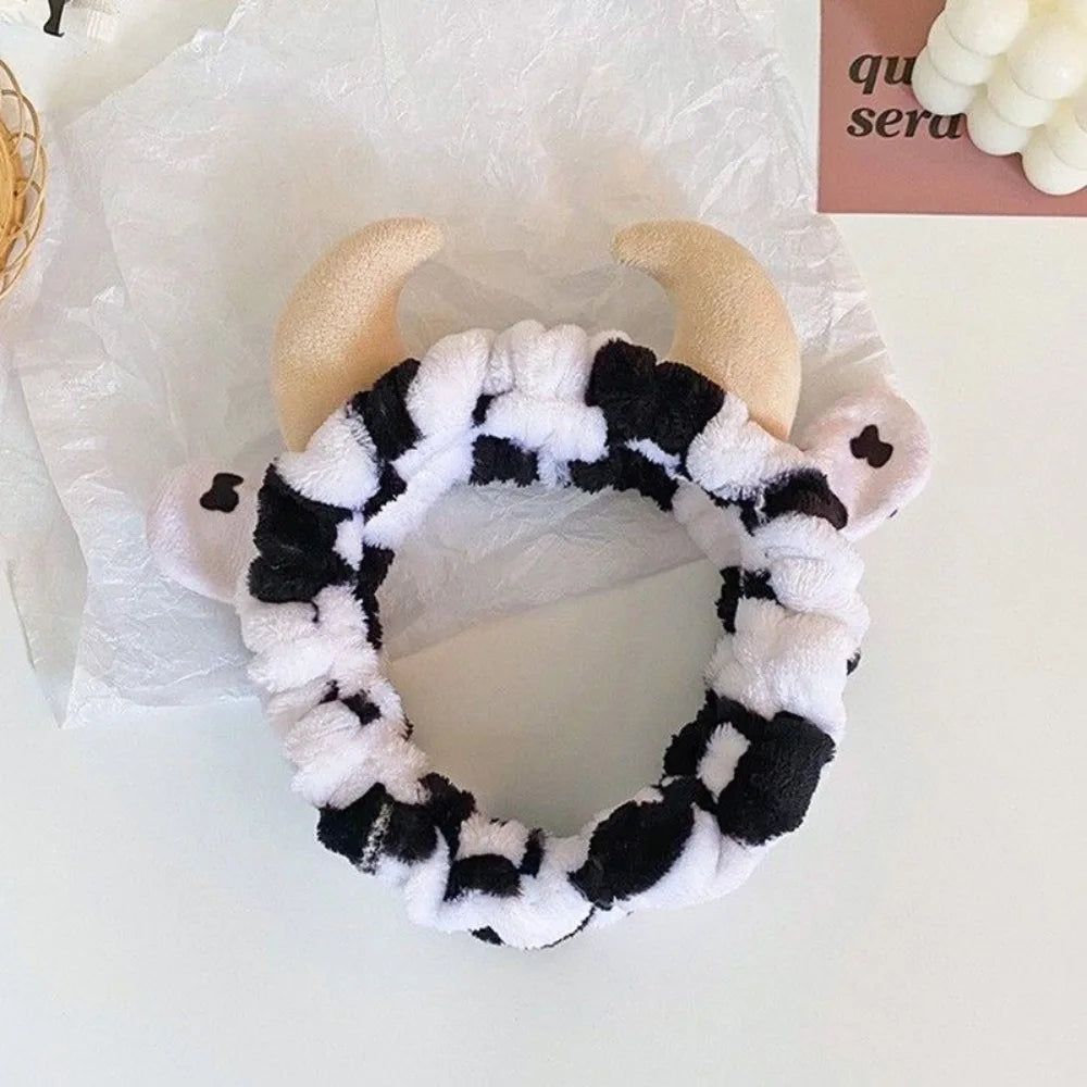 New Cow Patterned Wash Face Headband Cartoon Hair Bands Non-slip Hair Hoop Women Zpaxo A