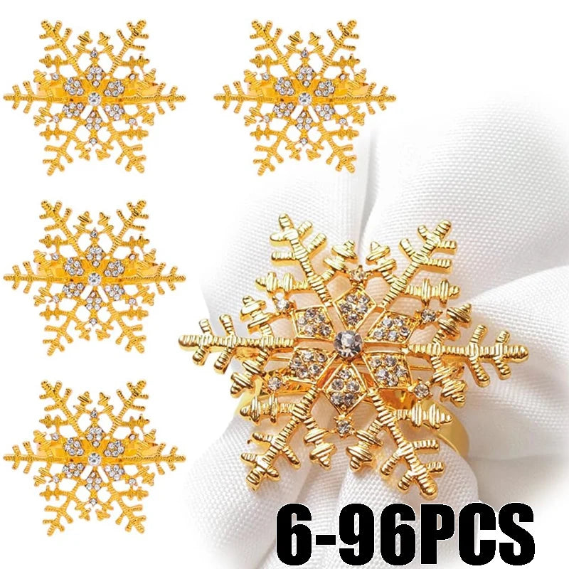 Christmas Rhinestone Snowflake Napkin Rings Sparkling