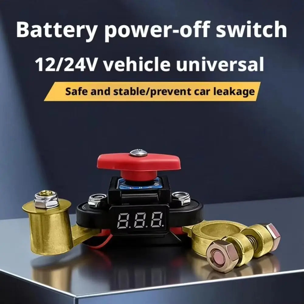 12V-24V Car Battery Disconnect Switch Copper Terminal 360° Dual-Rotary Digital Display Switch Quick Cut Off Easy Install Zpaxo