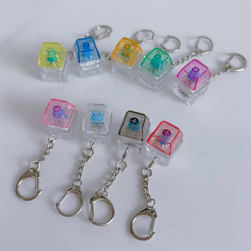 Unique Clear LED Mechanical Keyboard Keychain Miniature Stress Relief Zpaxo